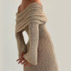 New One-shoulder Knitted Long-sleeved Dress Sexy Beach Holiday Long Dresses Womens Clothing